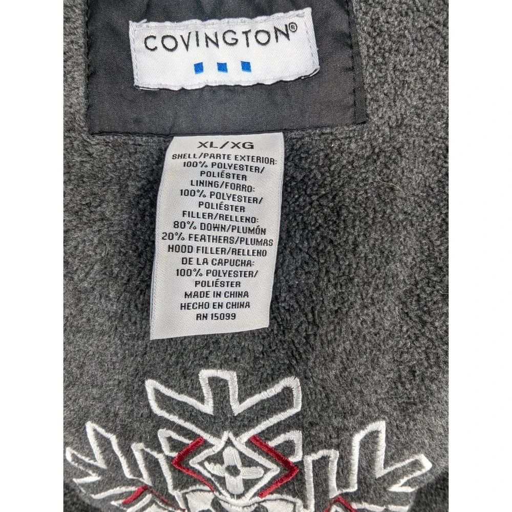 Covington Women's Black Feather Puffer Fleece Lined Reversible Puffer‎ Jacket XL